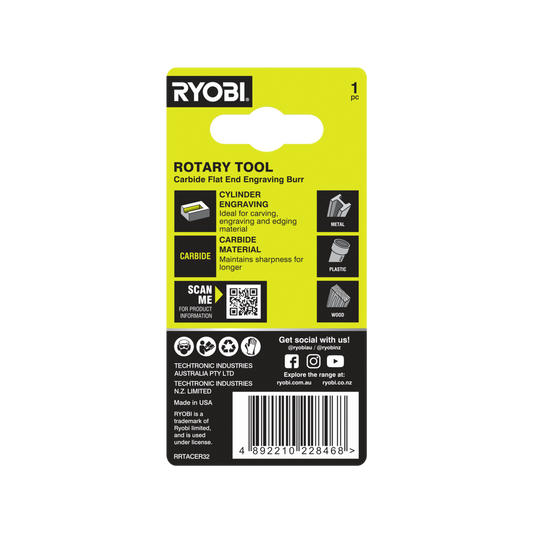 Ryobi Rotary Rectangle Carbide Burr - 3.2mm - Precision Engraving Tool – view 2 - Auzzistore