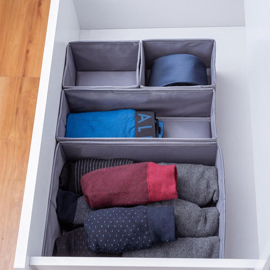All Set Drawer Organiser - Set Of 4 - Polyester - Grey Storage Boxes – view 2 - Auzzistore