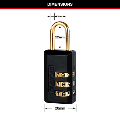 Master Lock 20mm Black Luggage Combination Padlock 2 Pack Durable Metal