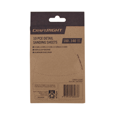 Craftright 140mm Detail Sanding Sheets 10 Pack - Durable - High Density Cells