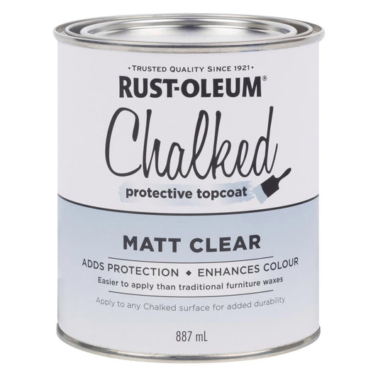 Rust Oleum Chalked Protective Topcoat 887ml Matt Clear Durable Finish - Auzzistore