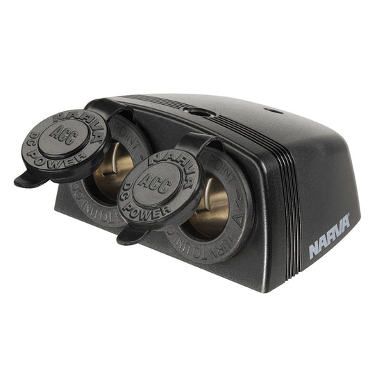 Narva Twin Accessory Socket - 20A/10A - Plastic - Heavy Duty