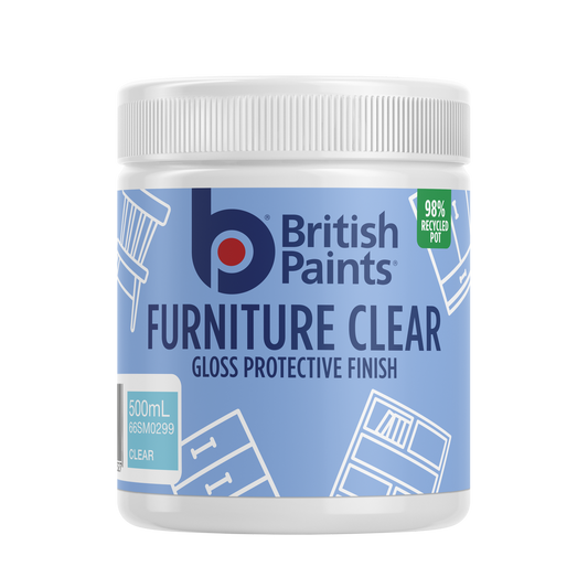 British Paints Furniture Clear Gloss Finish - 500ml - Durable Protection - Auzzistore