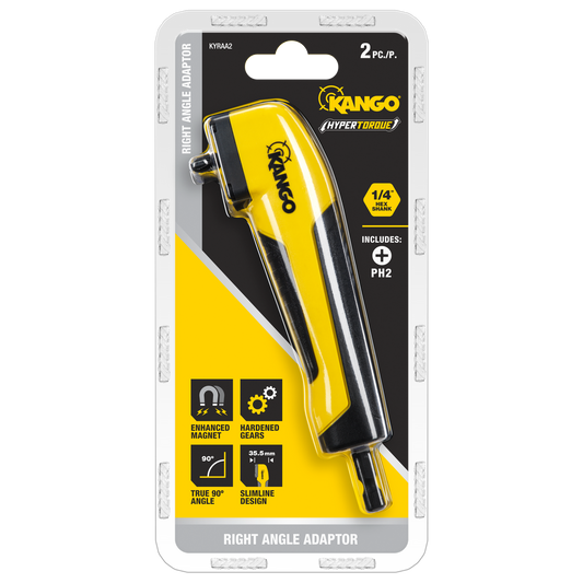 Kango Hypertorque Right Angle Drill Adaptor - 2 Piece - 35.5mm Width - Slimline Design - Auzzistore