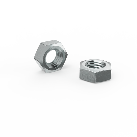 Zenith M8 Zinc Plated Hex Nuts - 14.7mm x 6.6mm - Silver - Coarse Thread - Each - Auzzistore