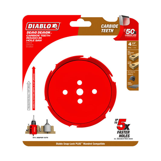 Diablo 4 1/4" Demo Demon Carbide Teeth Hole Saw - 60mm Cutting Depth - Fast Cutting - Auzzistore