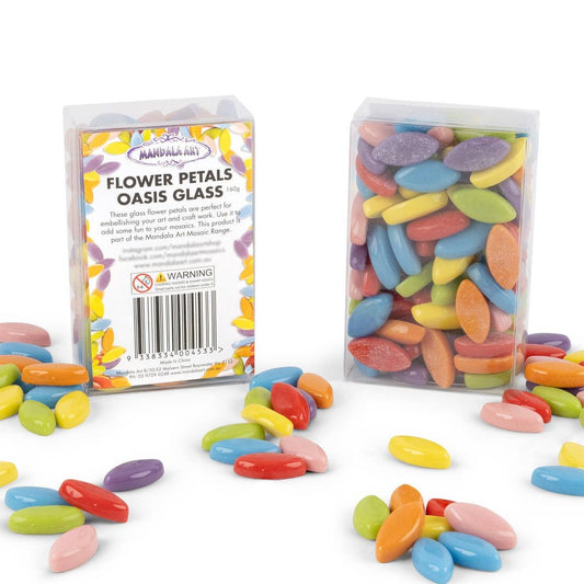 Mandala Art Flower Petals Mosaic Glass Tiles - Assorted - 10mm x 20mm - Safe Edges