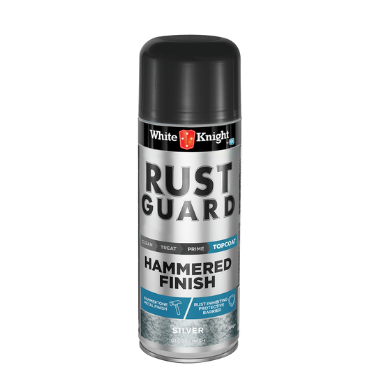 White Knight Rust Guard Spray Paint 350g Silver Gloss Hammered Finish