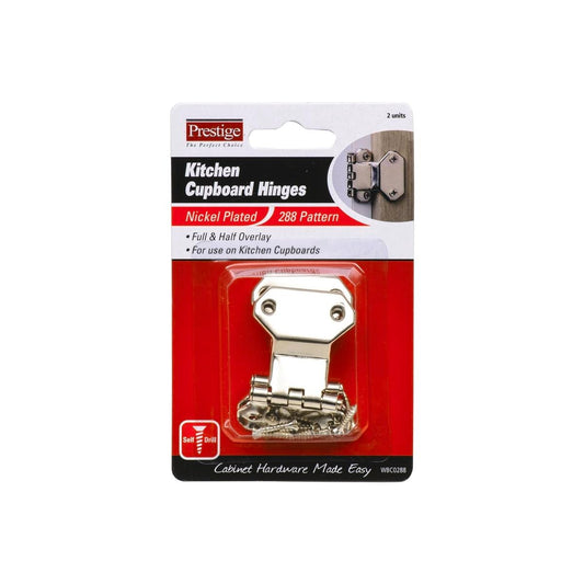 Prestige 40mm Nickel Plated Kitchen Cabinet Hinges 2 Pack - Decorative Steel