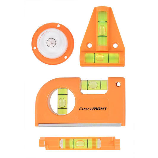 Craftright Mini Level Set - 4 Piece Compact Toolset - 85mm x 20mm x 130mm - Auzzistore