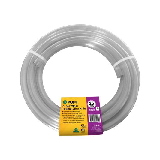Pope Clear Vinyl Tubing 25mm x 3m - Lightweight - Flexible - Durable - Auzzistore