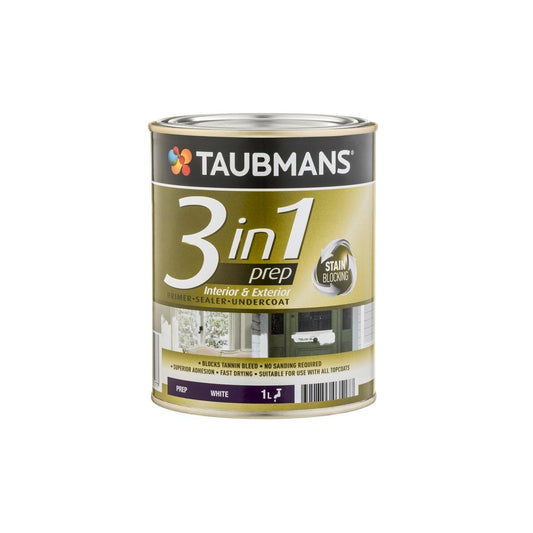 Taubmans 3 in 1 Primer Undercoat Sealer Paint - 1L - White - Fast Drying - Auzzistore