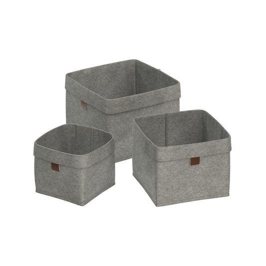 Flexi Storage Living Felt Baskets Set of 3 - Light Grey - 210mm x 160mm - Durable Storage Solution - Auzzistore