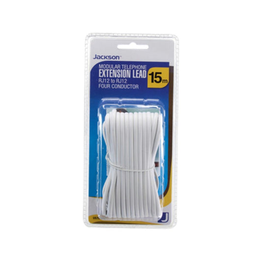 Jackson 15 Metre RJ12 White Telephone Lead - Plastic - Easy To Use