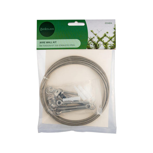 Garden Zen 5m Tensioned Wire Wall Plant Trainer Kit - Stainless Steel - Durable Support - Auzzistore