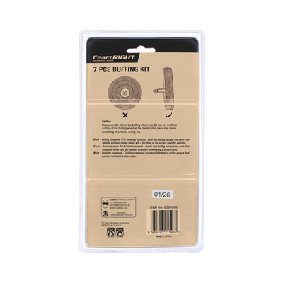 Craftright Buffing Kit - 7 Piece - Cotton Felt Pads - Polishing Tool
