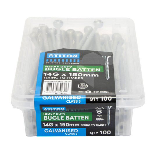 Titan 14g Gal Bugle Batten Screw - 150mm - 100 Pack - Heavy-Duty Fastening - Auzzistore