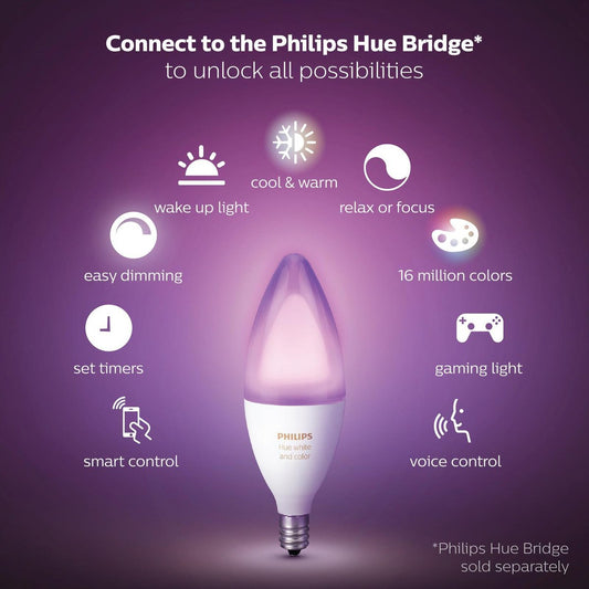 Philips Hue P45 E14 LED Smart Candle 470lm 6W - Colour Changing - Dimmable – view 2