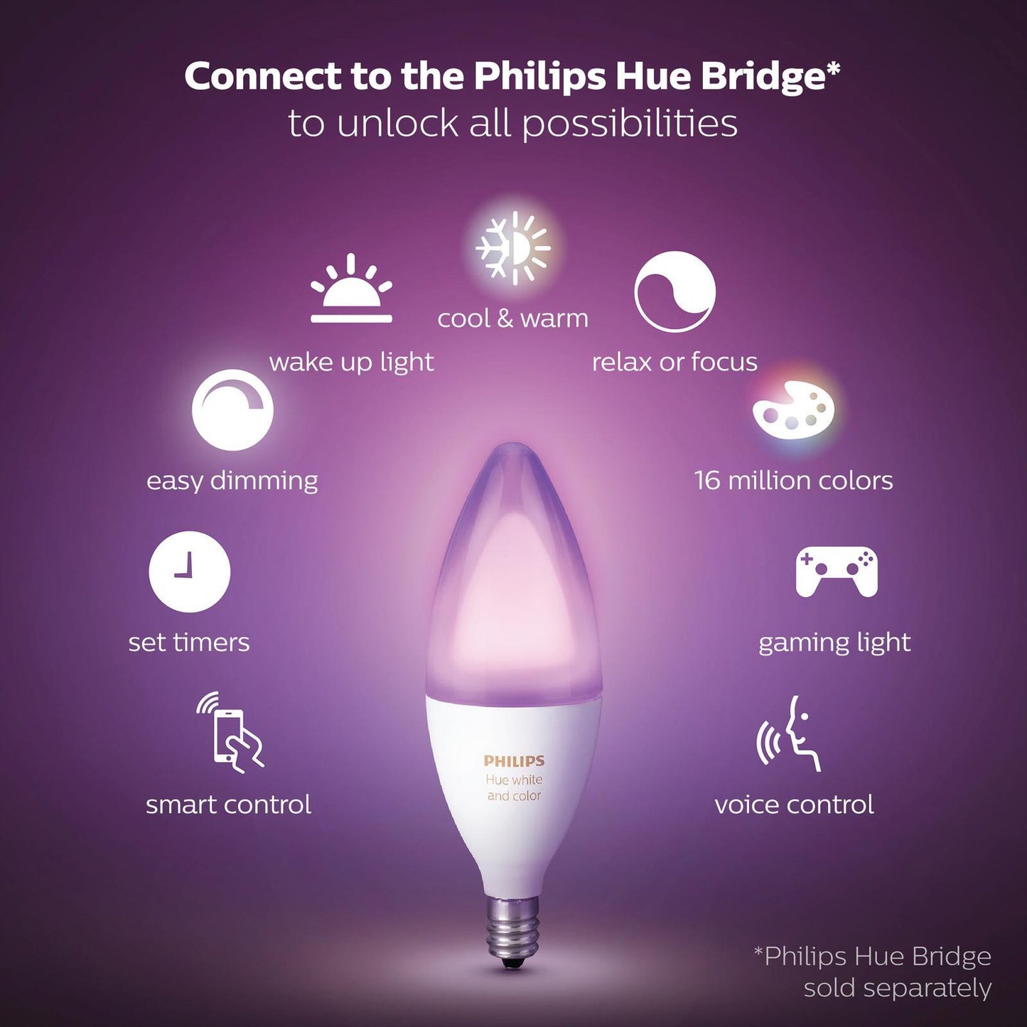 Philips Hue P45 E14 LED 470lm Colour 6W Smart Candle