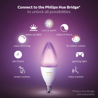 Philips Hue P45 E14 LED 470lm Colour 6W Smart Candle