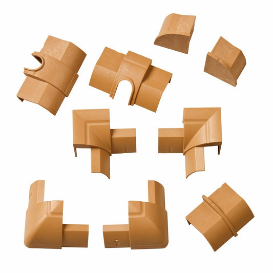D Line Cable Cover Accessories - 22 x 22mm - Wood Finish - 9 Pack