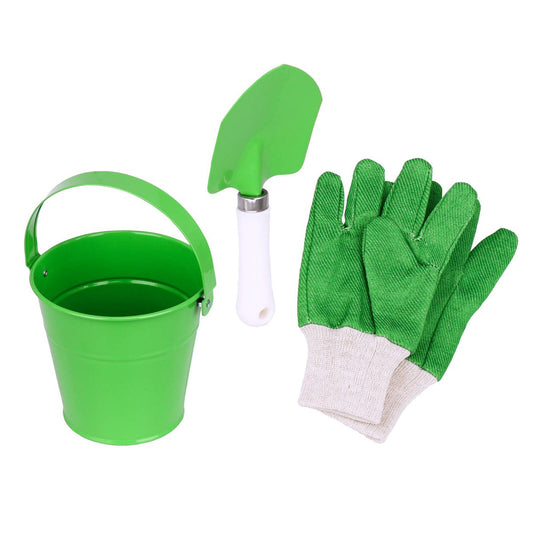 Kids 3 Piece Gardening Set - Green - 130mm x 140mm - Durable Tools for Ages 3+ - Auzzistore
