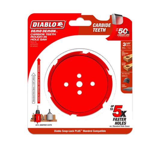 Diablo 3-5/8" Demo Demon Carbide Teeth Rough in Hole Saw - 60mm Cutting Depth - Fast Cutting - Auzzistore