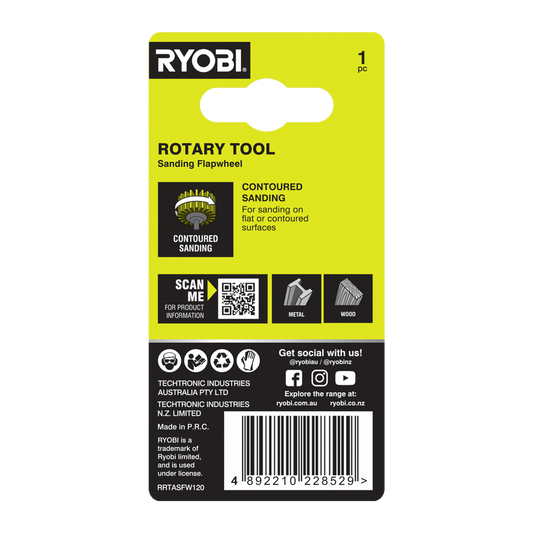 Ryobi 120 Grit Flap Wheel - Rotary Tool Accessory - 38mm - Smoothing Timber & Metal – view 2 - Auzzistore