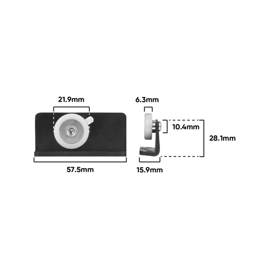 Rolltrak Adjustable Plastic Trolley - Acetal Roller - 58mm - Black – view 2 - Auzzistore