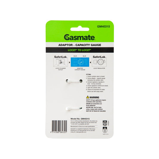 Gasmate Adaptor Capacity Gauge - 48mm x 92mm x 59mm - Durable Brass/Nylon - Fuel Level Monitoring – view 2 - Auzzistore