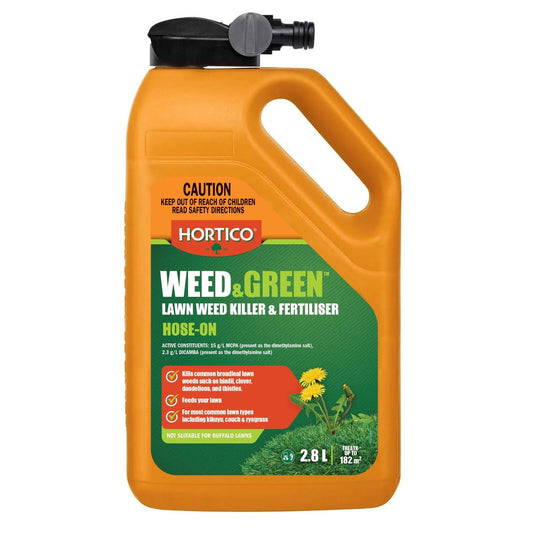 Hortico 2.8L Weed Green Hose On - Controls Weeds - Feeds Lawn - 182m² Coverage - Auzzistore