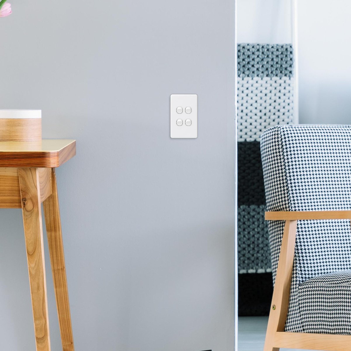 Deta X6 White Quad Vertical Switch - 4 Gang - Polycarbonate - Durable