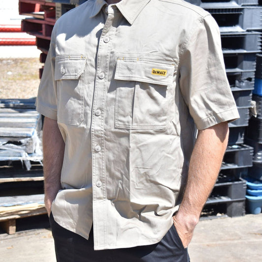 DEWALT Khaki Basalt Short Sleeve Button Up Shirt XL - Moisture Resistant - Durable – view 2