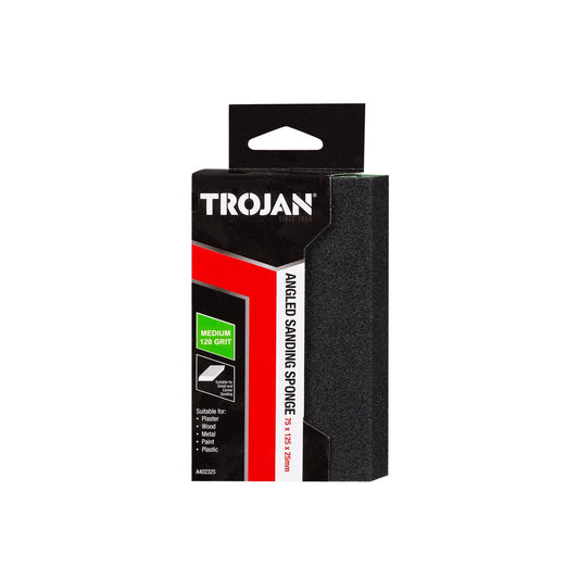Trojan Angled Sanding Sponge - 64 x 127 x 25mm - Foam - Wet or Dry Use - Auzzistore