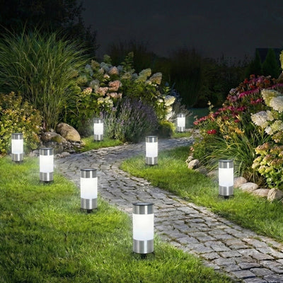 Click Byron Solar LED Pathway Bollard - 210mm - Stainless Steel - Outdoor Use
