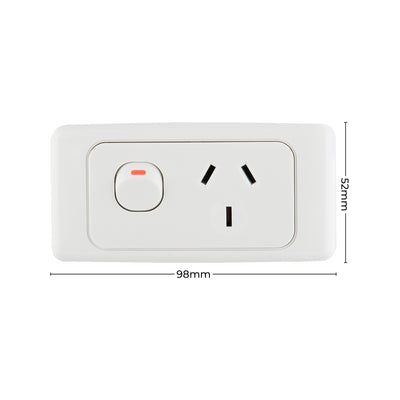 Deta Narrow Power Point - 250V 10A - ABS Polycarbonate - Space Saving