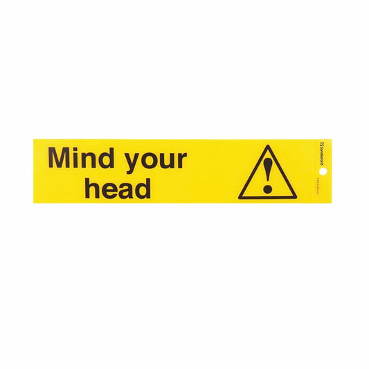 Sandleford Mind Your Head Self Adhesive Sign - Silver - 245 x 58mm - Auzzistore