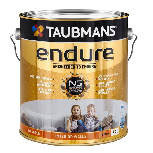 Taubmans 4L Neutral Low Sheen Endure Interior Walls Paint - Stain Resistant - Low Odour - Auzzistore