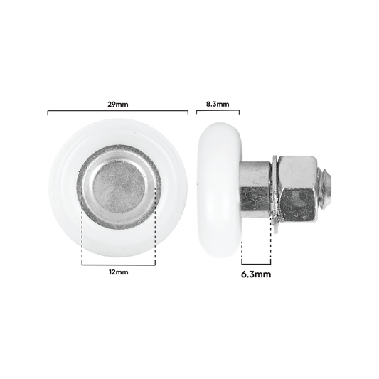 Rolltrak Convex Roller - 29mm - Acetal - Threaded Stud - 30kg Load – view 2 - Auzzistore