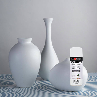 White Knight Squirts 310g White Satin Spray Paint - Quick Dry - Durable Finish