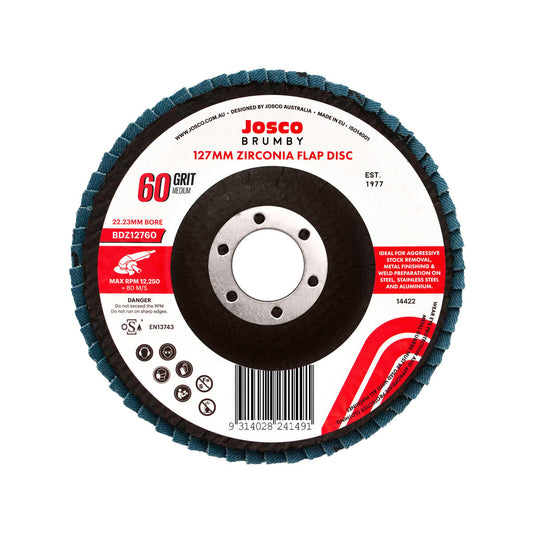 Josco 125mm 60 Grit Abrasive Flap Disc Zirconia Fast Grinding – view 2 - Auzzistore
