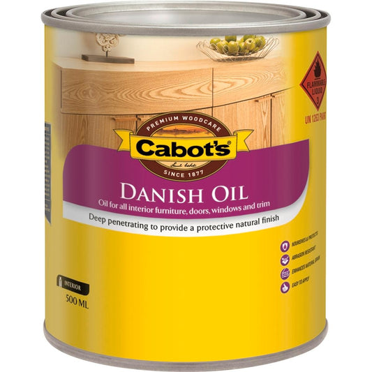 Cabot's Danish Oil - 500ml Clear Oil Based - Nourishes & Protects - Auzzistore