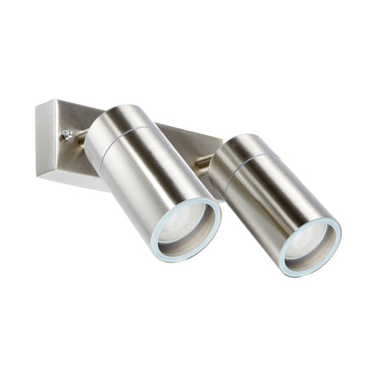 Brilliant Coolum Exterior Wall Light - 2 Head - Stainless Steel - Weather Resistant