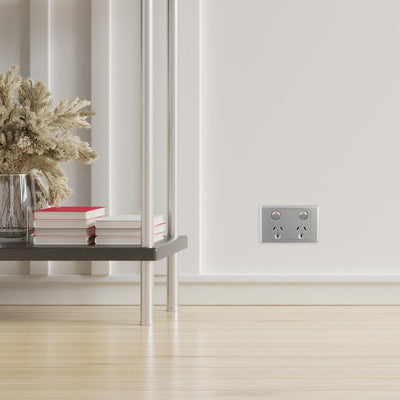 Deta Silver Double Power Point - 2 Outlet - Polycarbonate - Durable