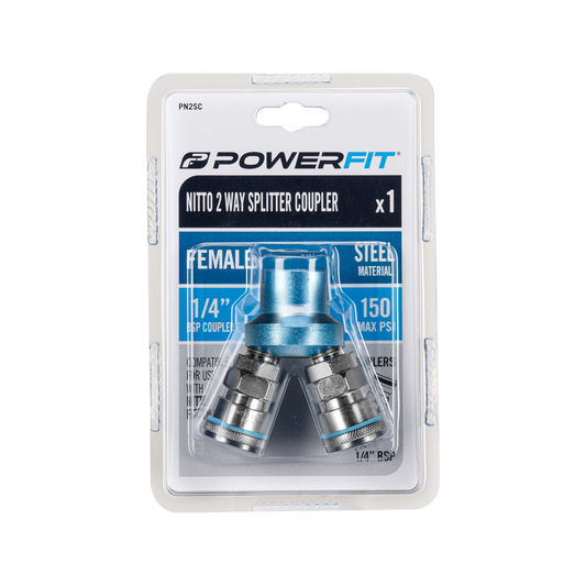 Powerfit ¼” Female 2-Way Splitter Coupler - High-Quality Steel - Nitto Style – view 2 - Auzzistore