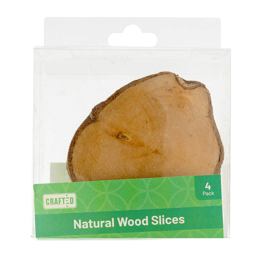 Crafted Round Natural Wood Slices - 8cm - 4 Pack - Ideal for Coasters & Wall Art