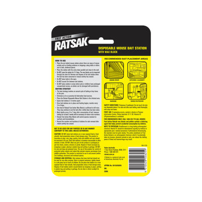 RATSAK Fast Action Mouse Bait Station - 1 Pack - PVC - No Touch