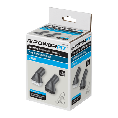 Powerfit Workshop Vacuum Brush Set - 35mm - 2 Piece - Soft & Medium Bristle