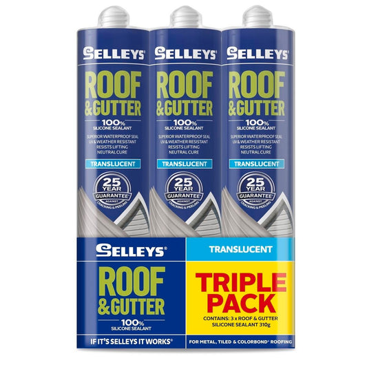 Selleys Roof & Gutter Silicone - 310g Triple Pack - Translucent - Waterproof - Auzzistore