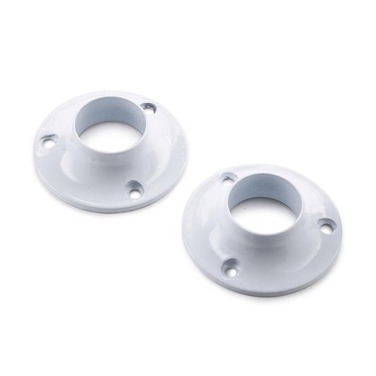Sandleford 25mm Round Flange 2 Pack - Zinc Alloy - White - Auzzistore